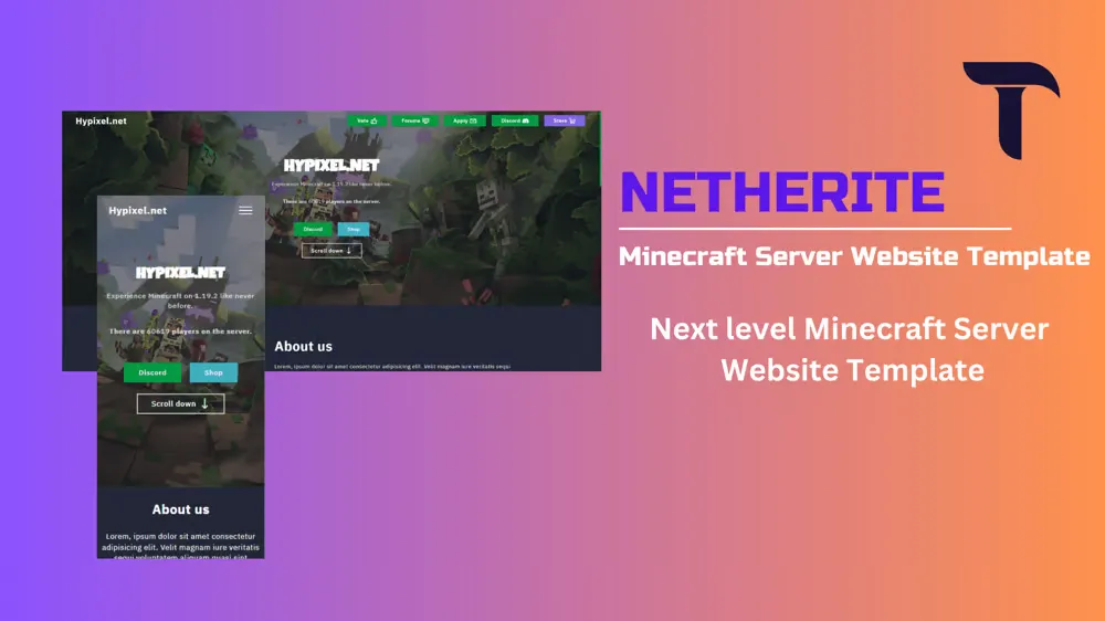 NETHERITE | Minecraft Website Template Banner